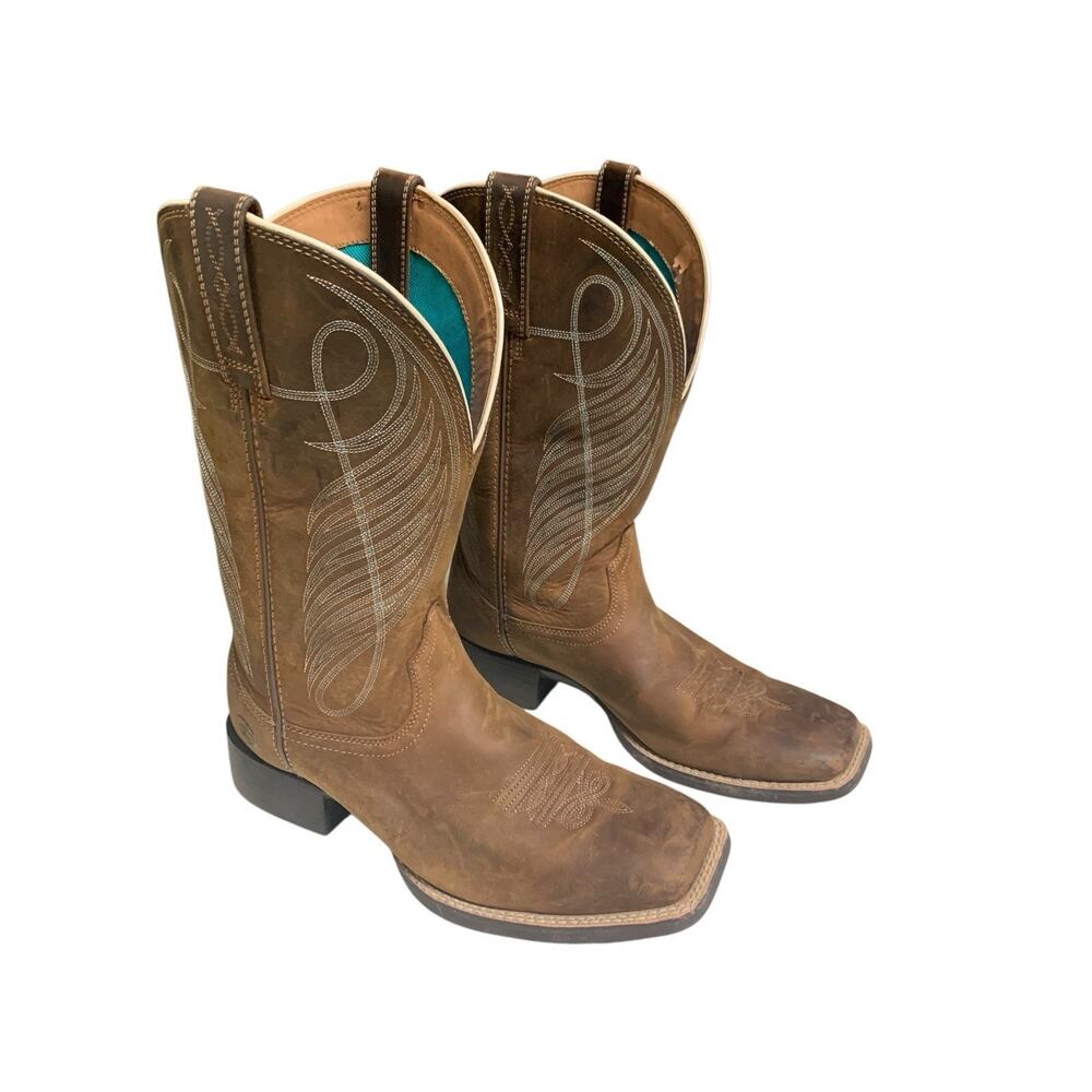 Ariat Womens Round Up Wide Square Toe Western Boots Arizona Brown 10018528 8.5 B